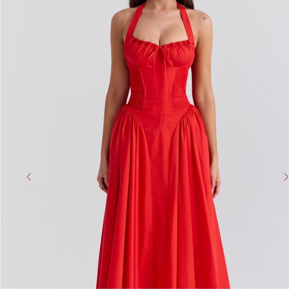 House of CB Red Halter Midi Sundress